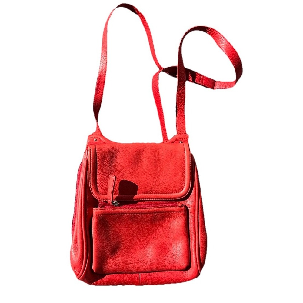 Osgoode Marley RFID‎ Leather Crossbody Lightweight Red Silver Hardware